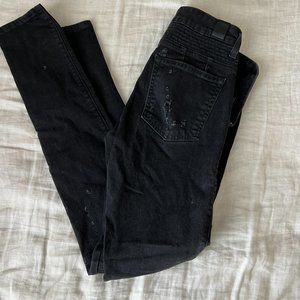 Vince Black Skinny Moto Jeans